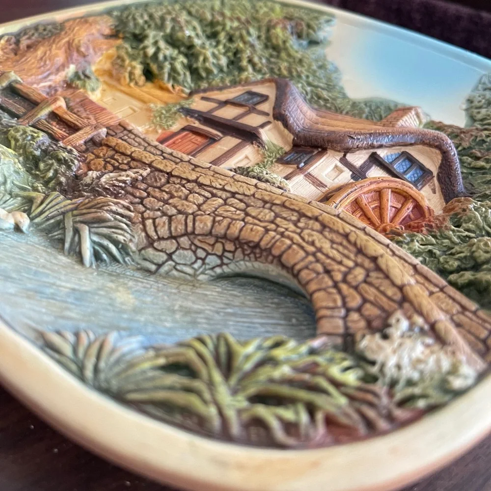 Set of 3 Vintage 1974 Legend Products England 3D Chalkware landscape Wall Plates - Picture 4 of 8
